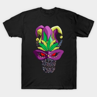 Evil Mechanical Skull In Mask Tee Carnival Party Mardi Gras T-Shirt